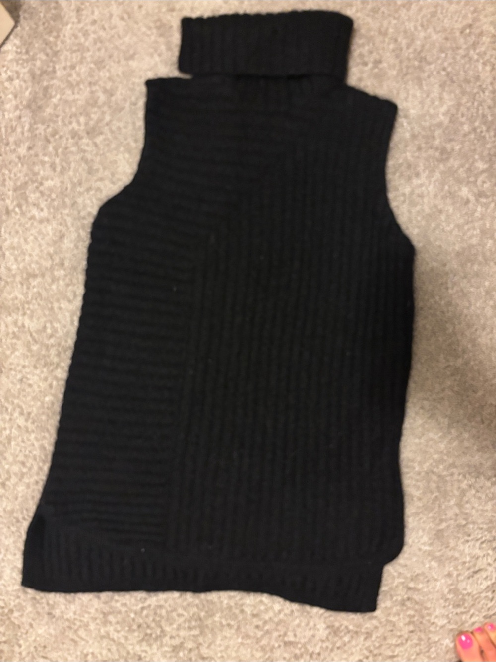 Theory Black Sleeveless Turtleneck Ribbed Knit Sweater